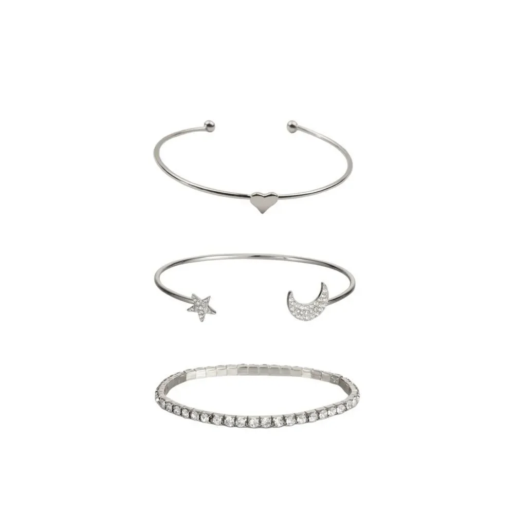 INC International Concepts Silver Tone Bangle Bracelet Set